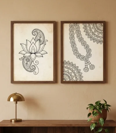 floral-line-art-framed