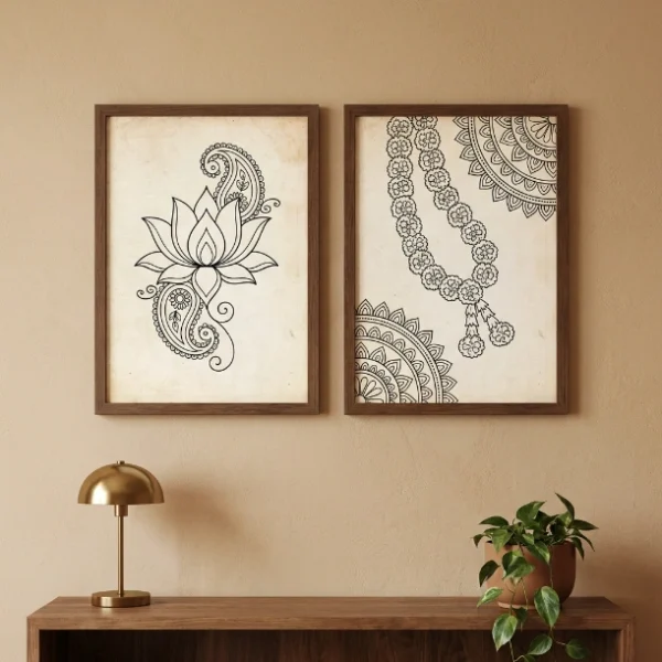 floral-line-art-framed