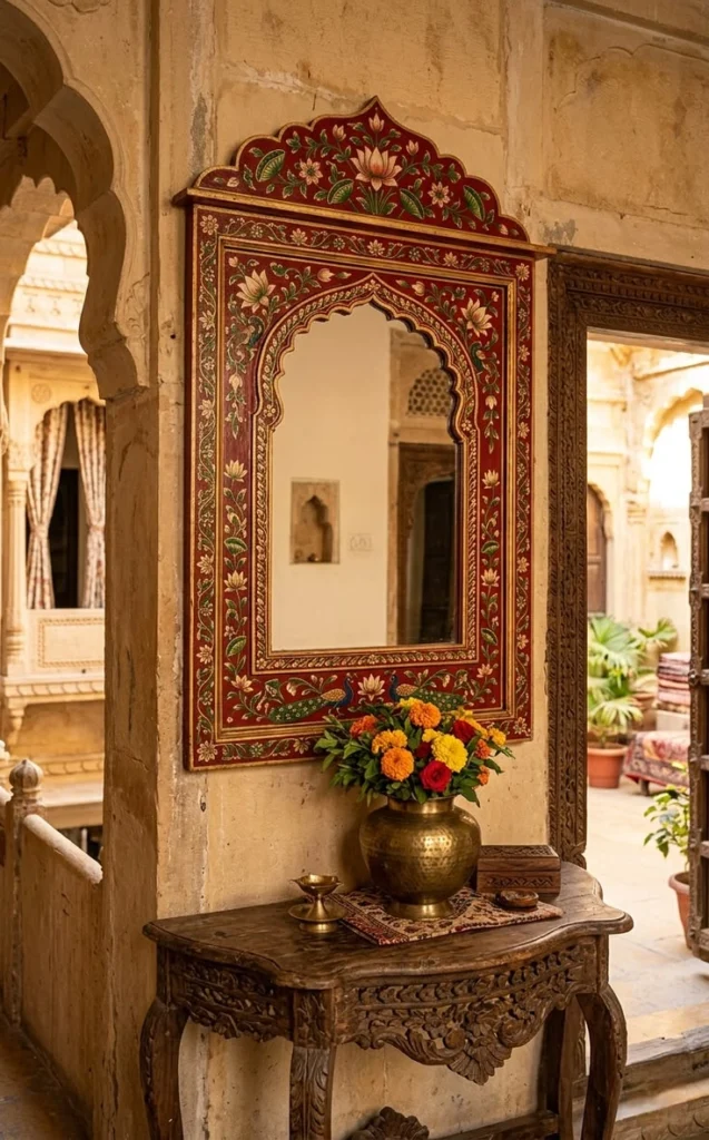 red-rajasthani-hand-painted-mughal-mirror