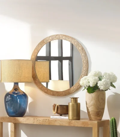 relief-wood-carved-round-mirror