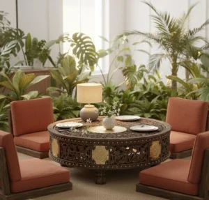 traditional-indian-chakki-round-wooden-coffee-table