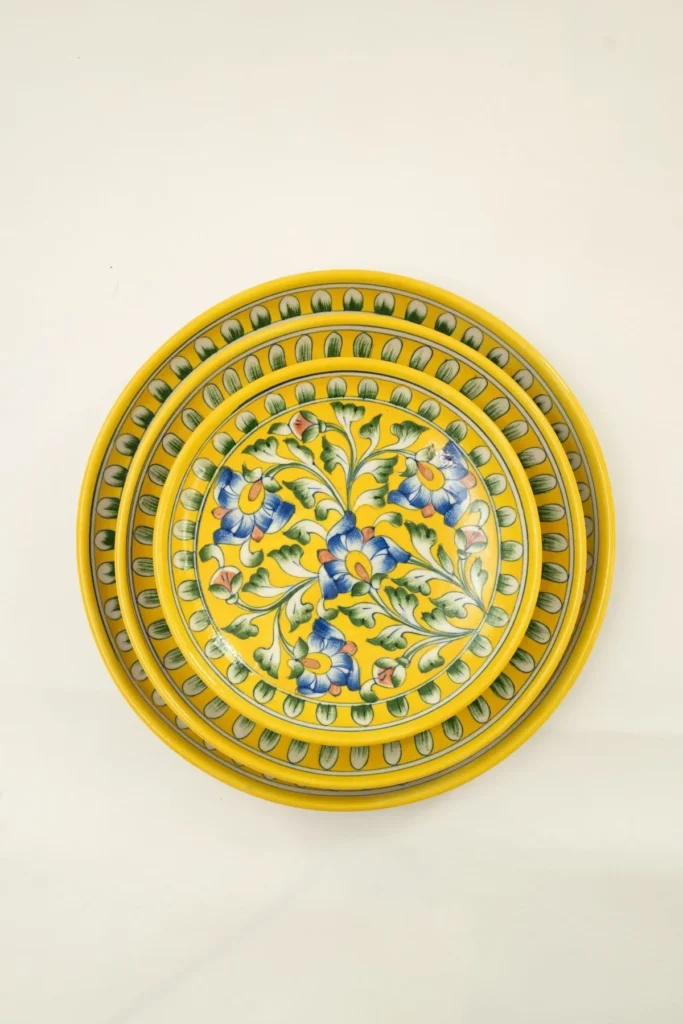 yellow-floral-jaipur-pottery-wall-plate-8