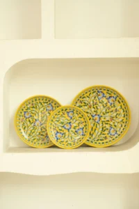 yellow-floral-jaipur-pottery-wall-plate-8-for-a-touch-of-tradition