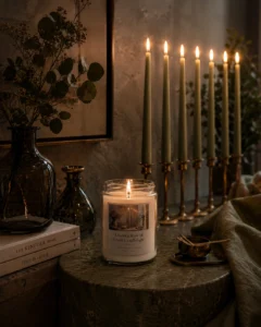 a-gentle-row-of-green-candlelights
