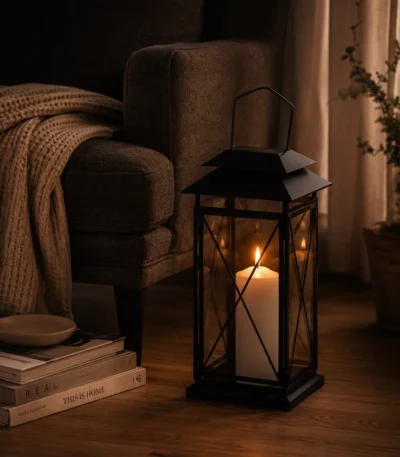 black-floor-lantern-for-cozy-candlelight-decor