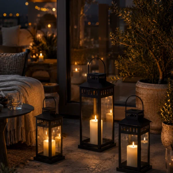 black-lantern-candle-holders-for-cozy-outdoor-decor