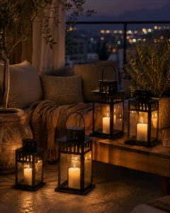 black-lantern-candles-holders-for-cozy-outdoor-decor