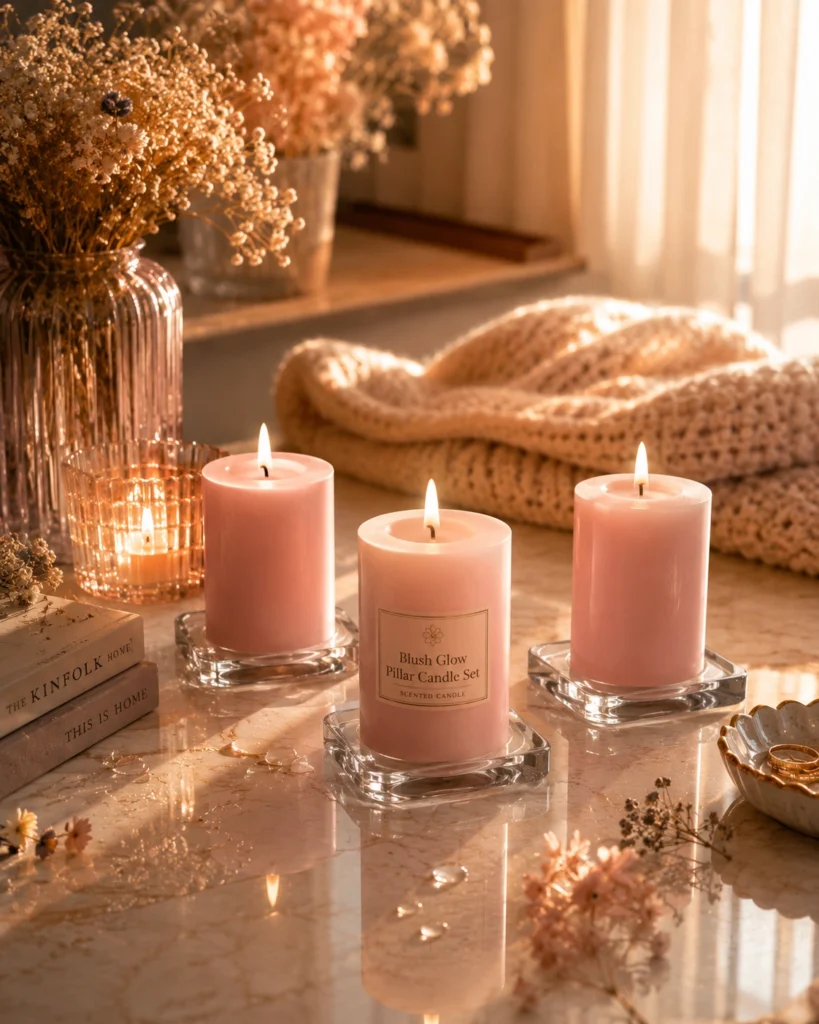 blush-glow-pillar-candle-set
