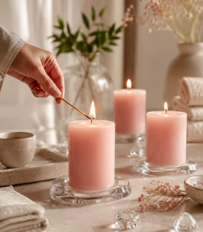 blush-pink-pillar-candle-for-elegant-table-decor