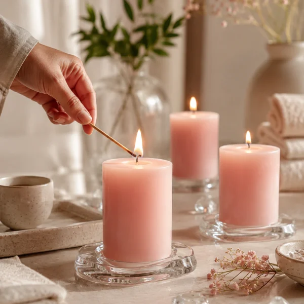 blush-pink-pillar-candle-for-elegant-table-decor