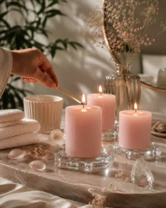 blush-pink-pillar-candles-for-elegant-table-decor