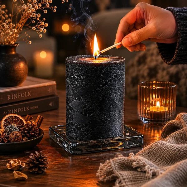 charcoal-pillar-candle-for-moody-table-decor