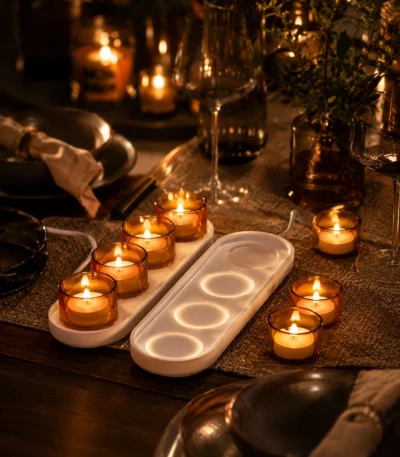 led-tea-light-candle-tray-set