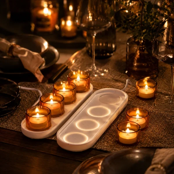led-tea-light-candle-tray-set