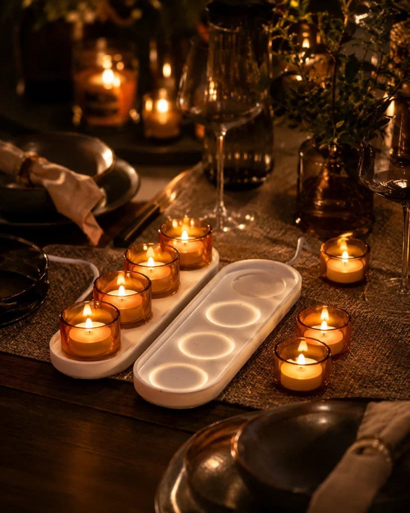 led-tea-light-candle-tray-set
