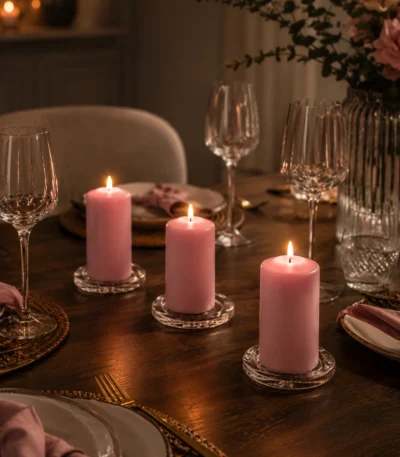 pink-pillar-candle-for-dinner-table-decor