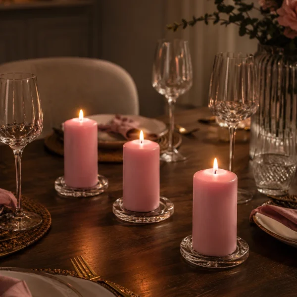 pink-pillar-candle-for-dinner-table-decor