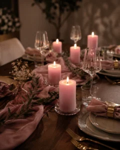 pink-pillar-candles-for-dinner-table-decor