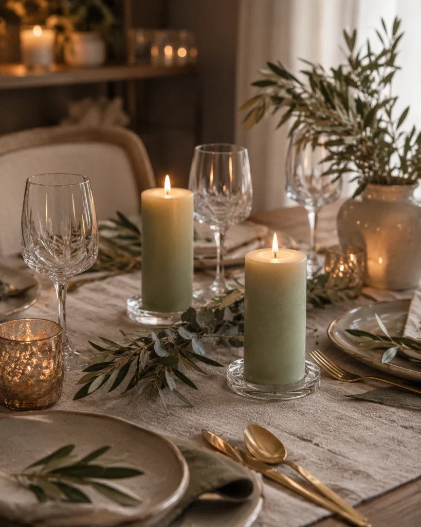 soft-green-pillar-candle-for-elegant-dinner-table-decor