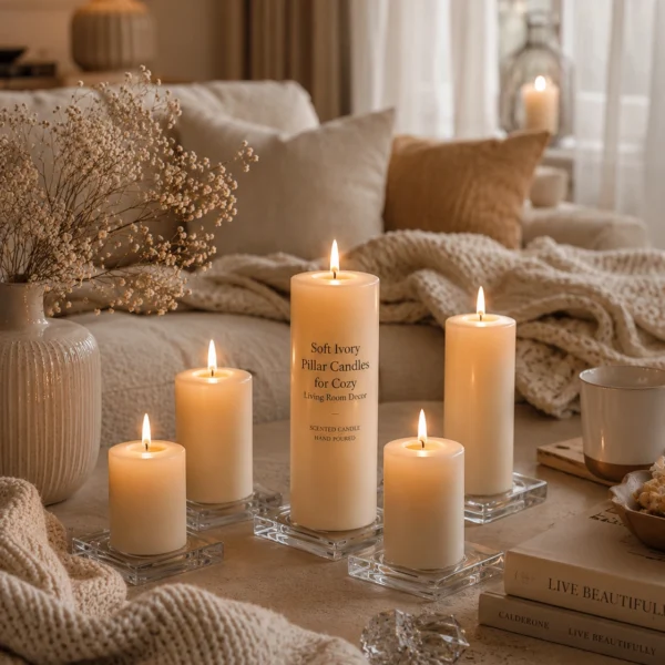 soft-ivory-pillar-candles-for-cozy-living-room-decor