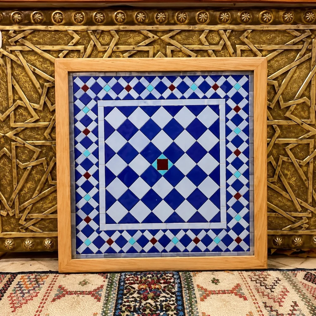 Cut mosaic panel using the same hand-shaped tile