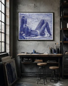 Blue Striped Reclining Figure Drawings
