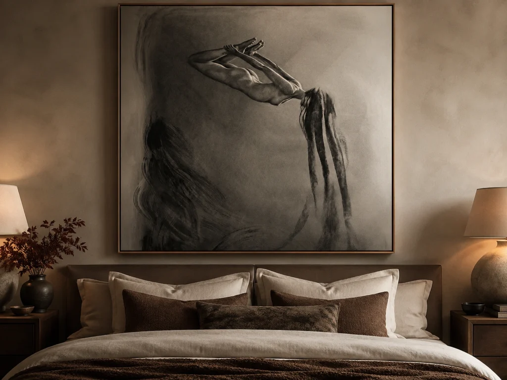 Dramatic Floating Figure Charcoal Drawing