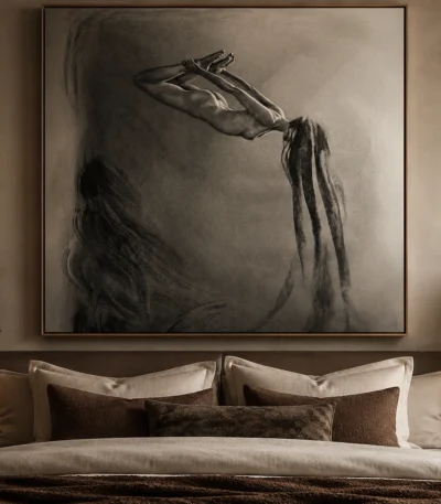 Dramatic Floating Figure Charcoal Drawing