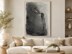 Dramatic Floating Figure Charcoal Drawings