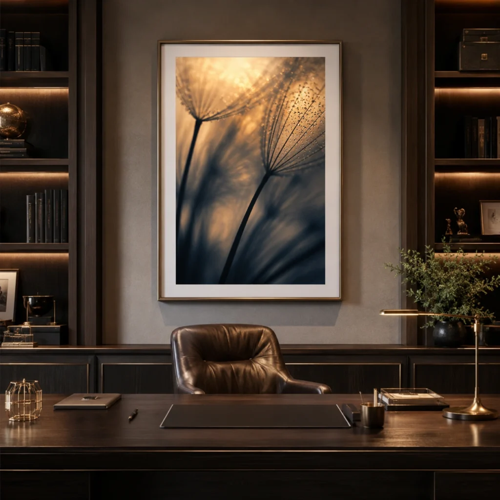 golden-dandelion-abstract-framed-wall-art