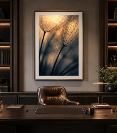golden-dandelion-abstract-framed-wall-art