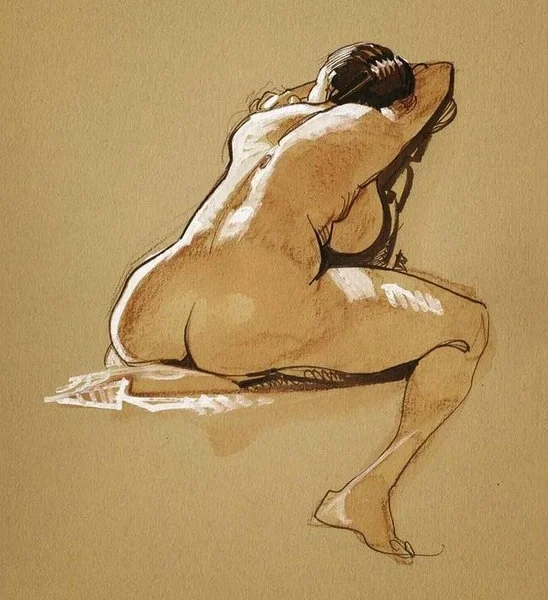 graceful-reflection-sepia-figurative-art-print