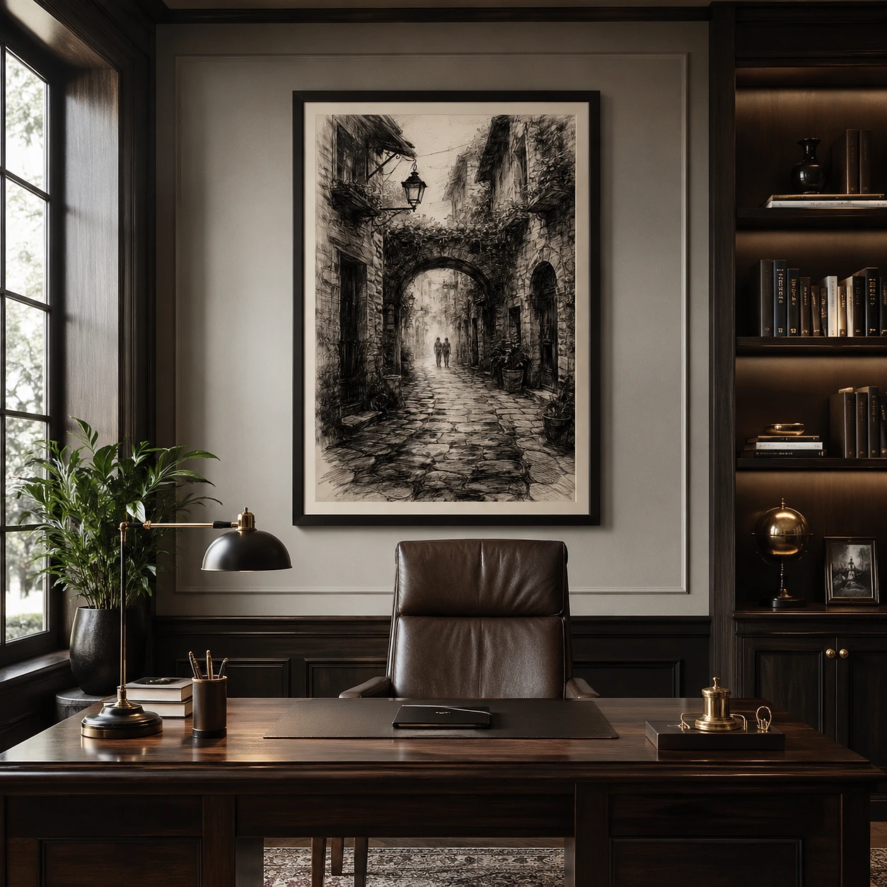 Old Town Streets Hand Drawing Artwork Old Town Streets Hand Drawing Artwork