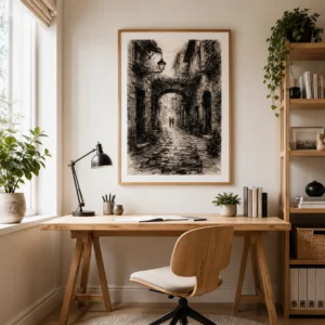 Old Town Streets Hand Drawing Artworks