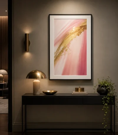 pink-and-gold-abstract-framed-wall-art