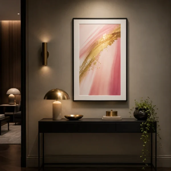 pink-and-gold-abstract-framed-wall-art