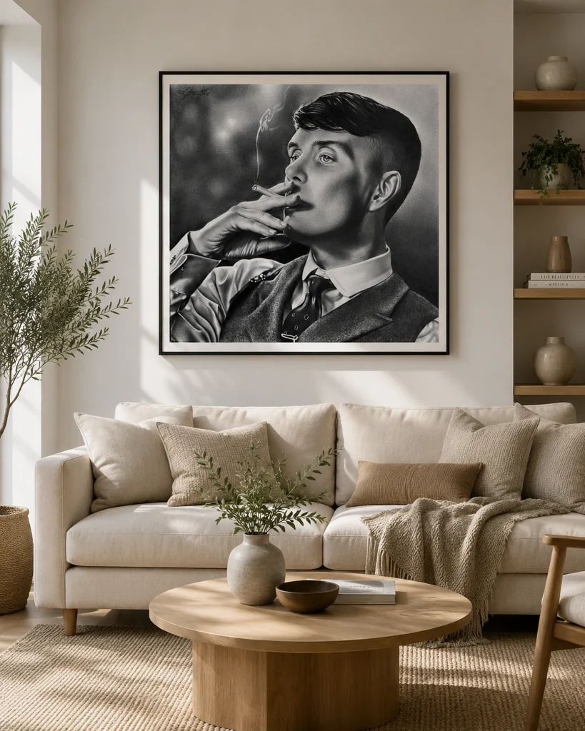 Realistic Smoking Man Pencil Portrait