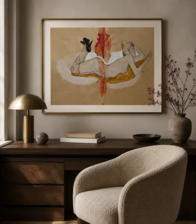 Reclining Figure Abstract Drawing
