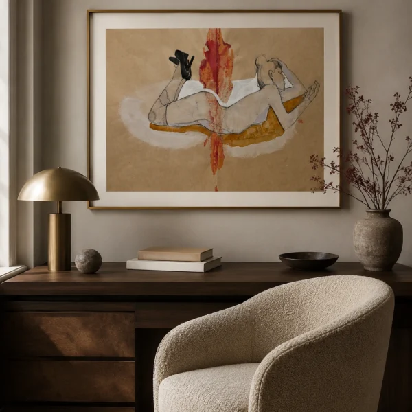 Reclining Figure Abstract Drawing