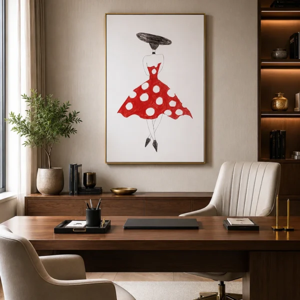 Red Polka Dot Dress Fashion Drawing