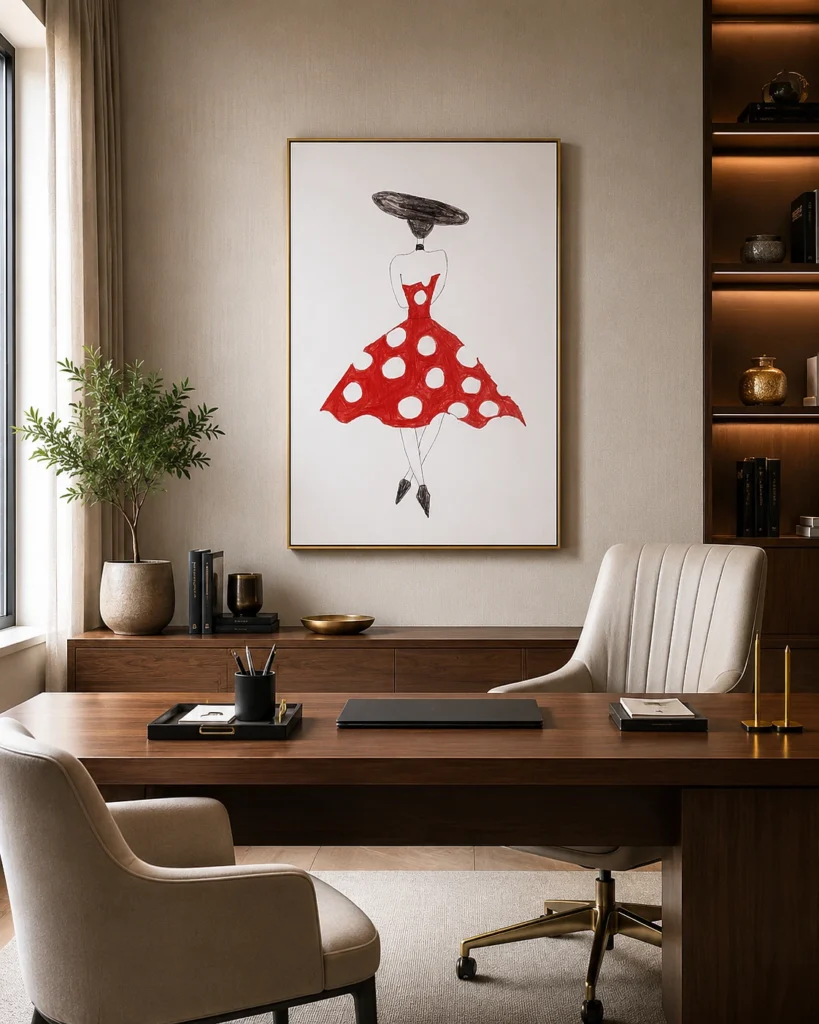 Red Polka Dot Dress Fashion Drawing