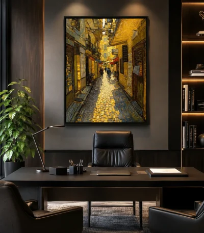 Sunlit Old Town Alley Drawing