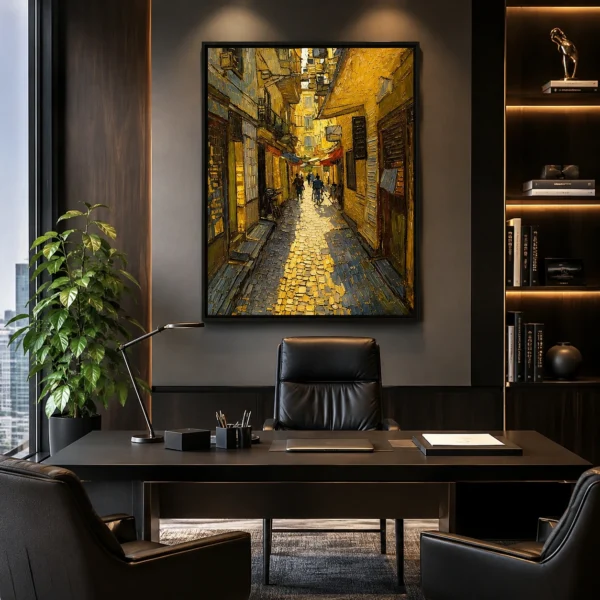 Sunlit Old Town Alley Drawing