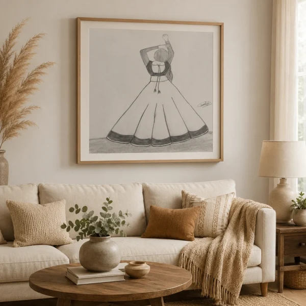 Traditional Dancing Girl Pencil Drawing