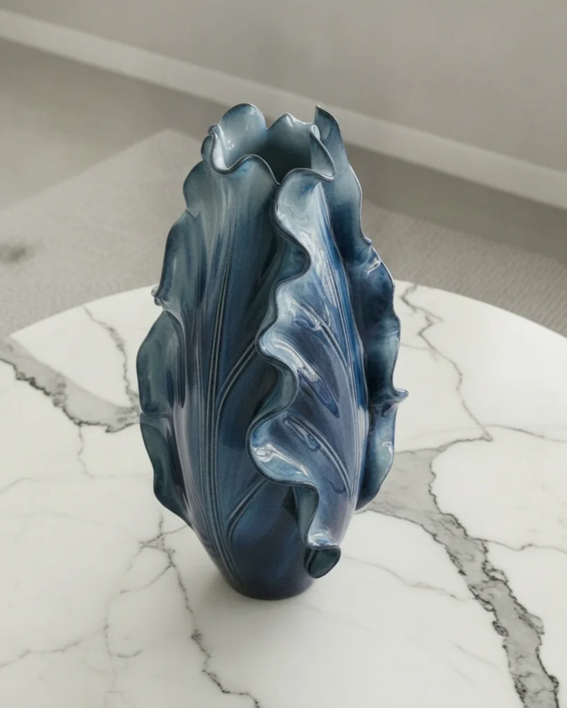 Delicate botanical motion - immortalized in high-gloss clay