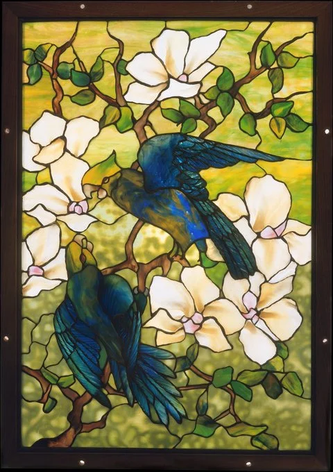 Hibiscus and Parrots Louis Comfort Tiffany c1910
