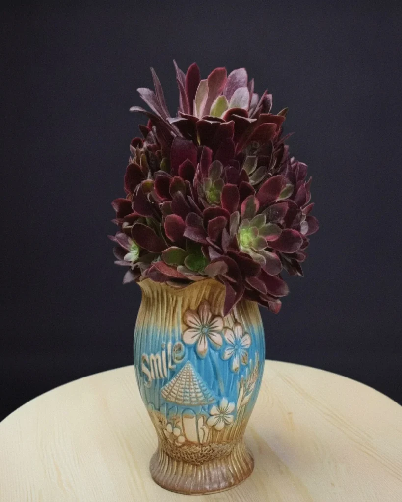 Lush verdant textures rise from flawlessly glazed clay
