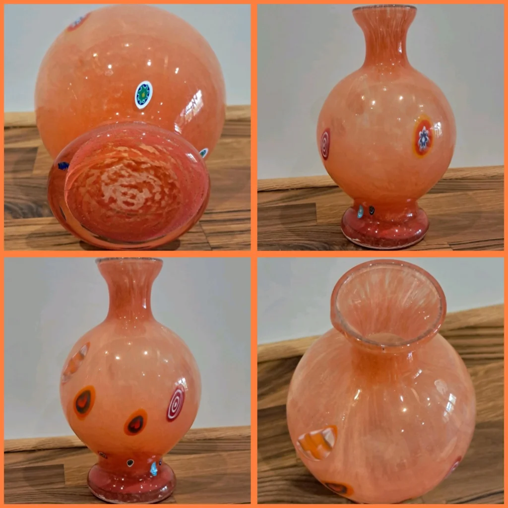 Murano vortex design orange glass vase