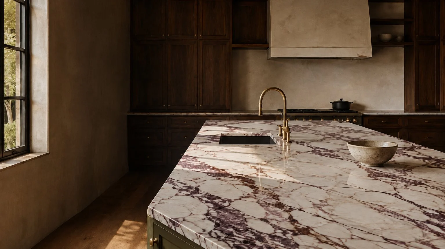 Rich-Colored Marble Kitchens And The One Loud Slab Rule