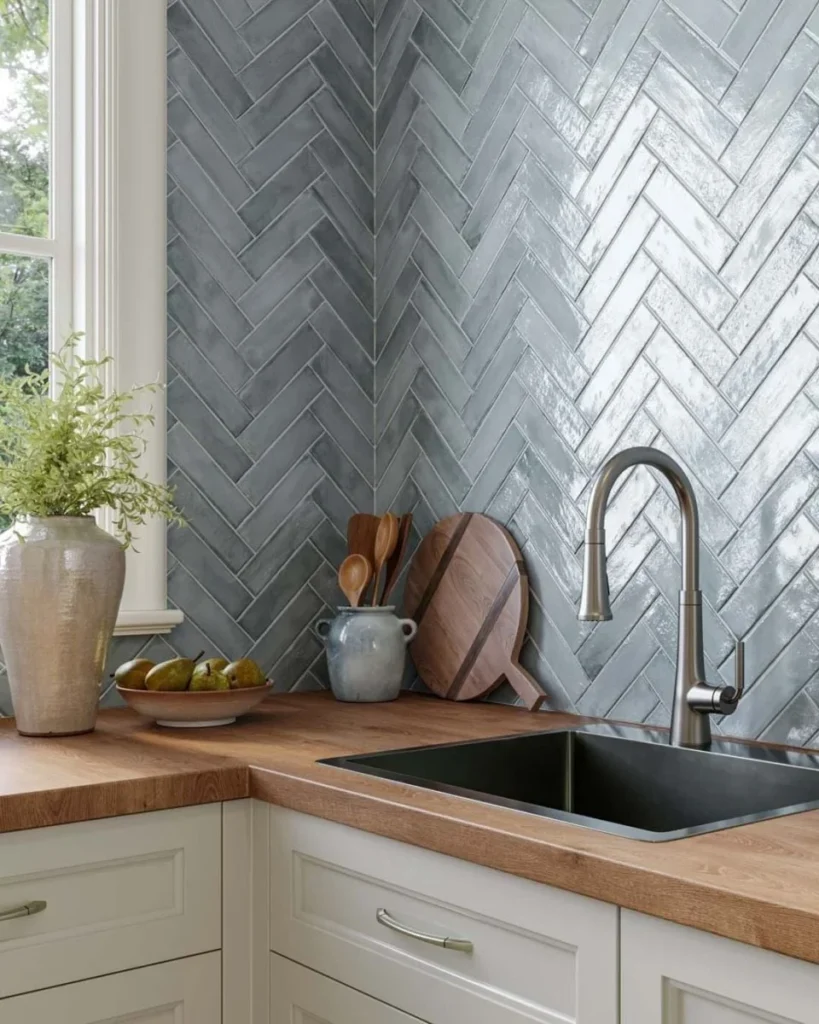 The corner is the detail. Both walls run into it and the pattern still lines up.